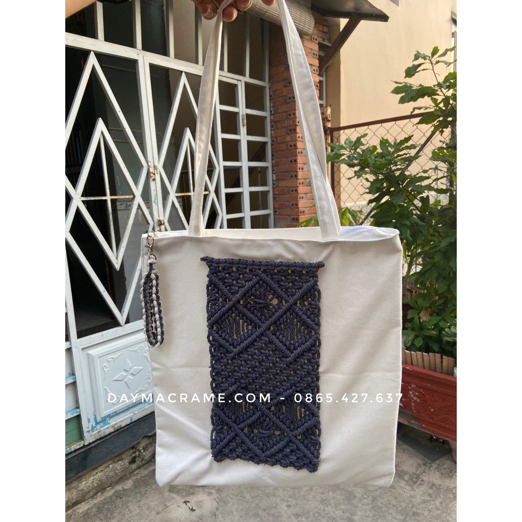 Túi vải bố macrame | túi vải canvas macrame | Túi xách nữ macrame | Túi Tote Macrame bag handmade 100%