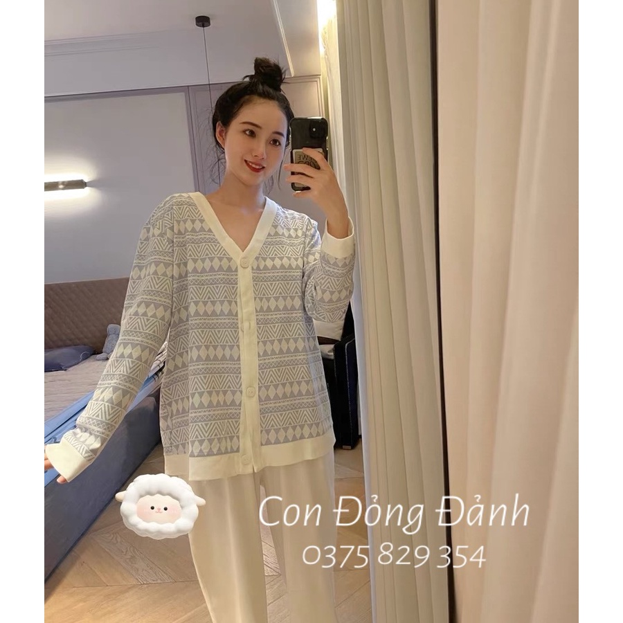 Đồ Ngủ Nữ dài tay Kimono cổ YUKATA phong cách Nhật Bản 2021 DN011 .TRƠN ảnh thật (Chất thun cotton mềm) | BigBuy360 - bigbuy360.vn