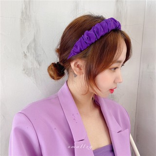 Cài tóc nữ lụa 1 màu nhún - Băng đô tóc trơn màu paste - Maben