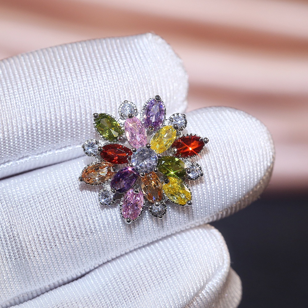 Bông Tai Mạ Bạc 925 Hình Hoa Đính Đá Zircon Toàn Diện Phong Cách Hàn Quốc Cho Cô Dâu