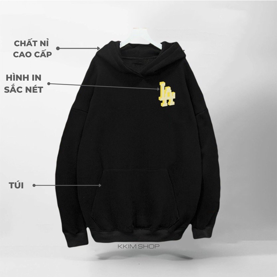 Áo Nỉ HOODIE LA form rộng oversize, Áo hoodies MLP XANH LÁ unisex nam nữ chất liệu Nỉ bông cao cấp KKIM SHOP