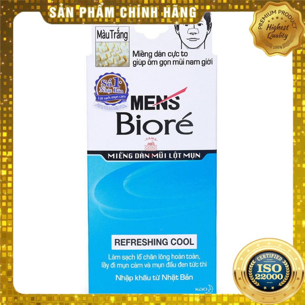 [ Yams Mart ] Miếng Dán Mũi Lột Mụn Biore Cho Nam Hộp 4 Miếng-