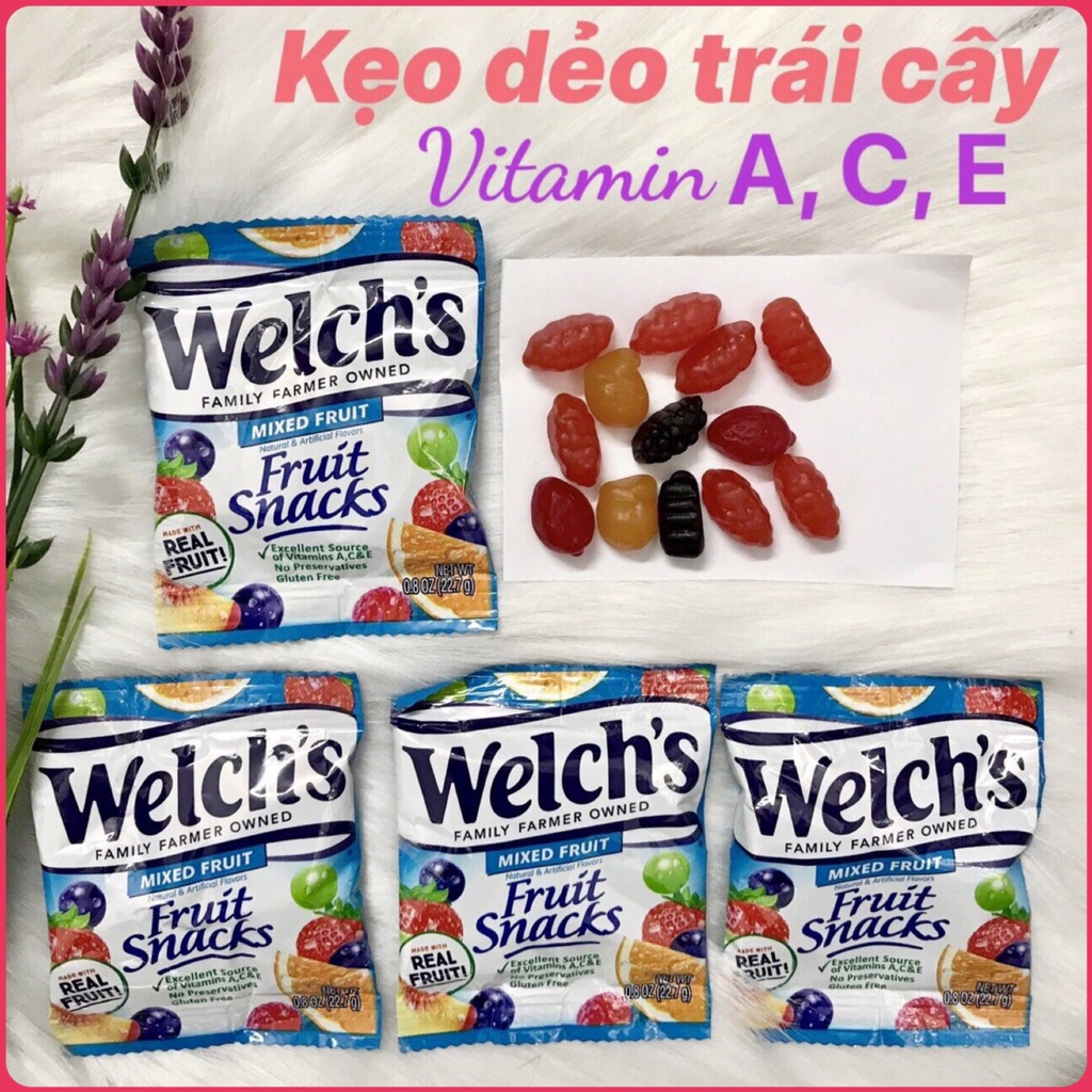 Tách lẻ 1 gói Kẹo Dẻo Trái Cây Welch Welch's 22.7g Mỹ Trái Cây Tự Nhiên [Date 2/2023]