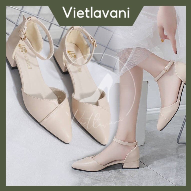 Giày búp bê TTP1 quai sau cao 3cm siêu nữ tính có 2 màu kem và đen