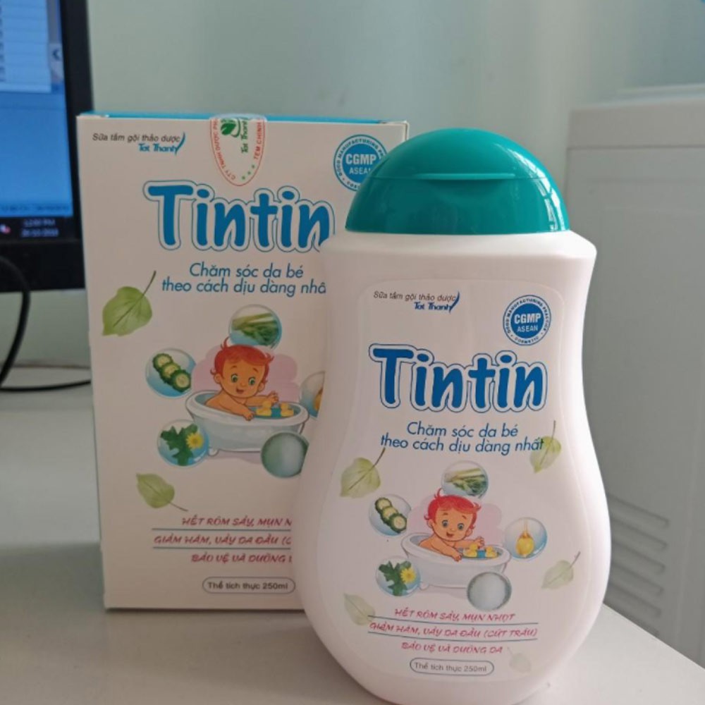 Sữa tắm thảo dược đặc trị rôm sảy cho bé Tintin - chai 100ml [Hàng Chính hãng]