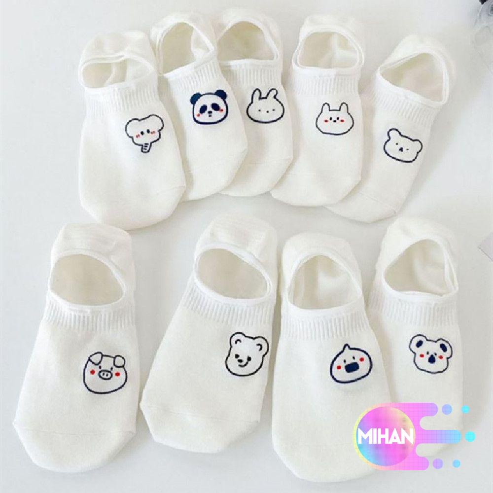 Tất cotton cổ thấp thoáng khí chống trơn trượt in họa tiết hoạt hình thiết kế cho nữ