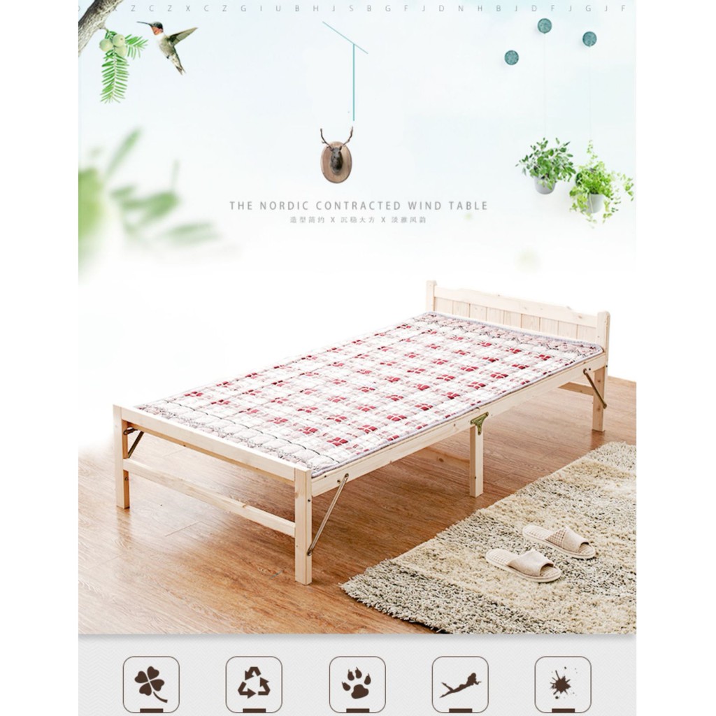 RE0557 Giường gỗ thông gấp gọn 100x195cm tặng nệm gối - Giường xếp gỗ thông | BigBuy360 - bigbuy360.vn