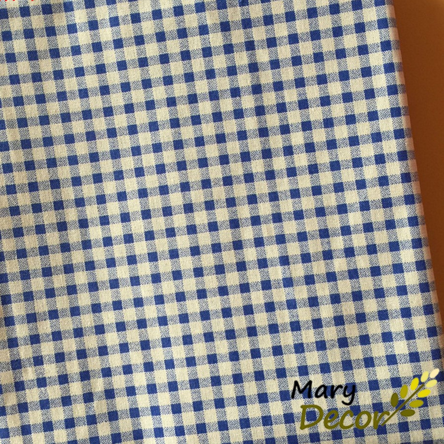 Vải bố linen đẹp may lều cho bé, trang trí phòng của bé - họa tiết caro xanh V-I03