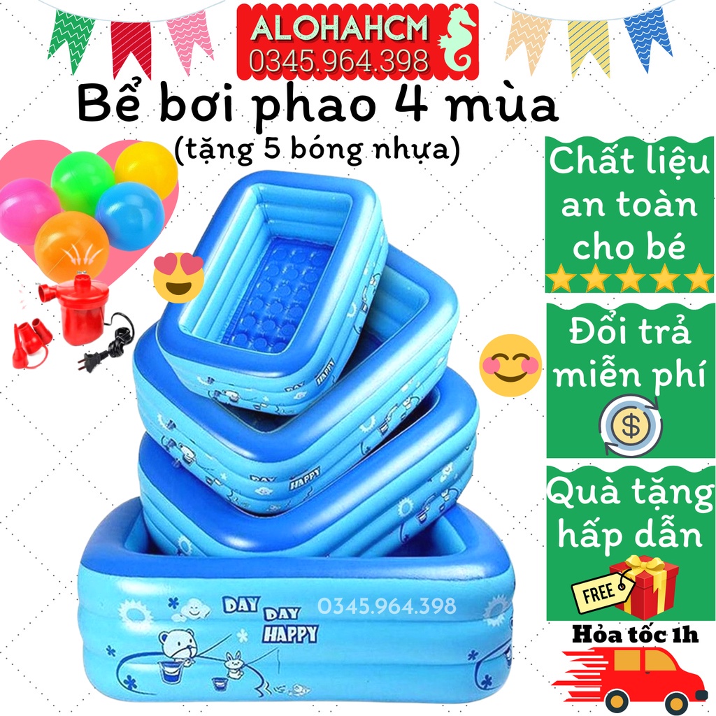 ﹊♗□✔️ Bể Bơi Phao Trẻ Em Summer Yoyo 3 Tầng, Hồ Tắm 4 Mùa Cho Bé, Bồn Hình Chữ Nhật Có Đáy PVC Chống Trượt
