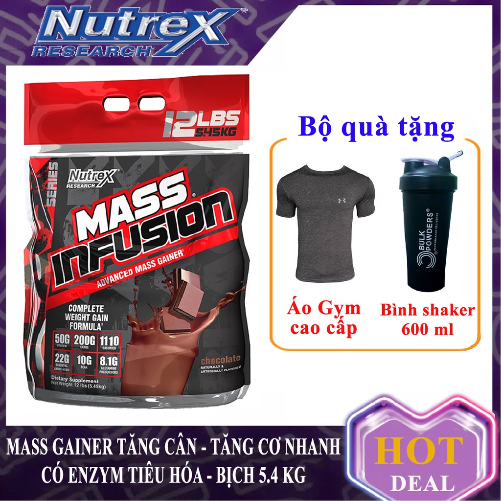 Sữa tăng cân tăng cơ Mass Infusion của Nutrex hương Chocolate bịch lớn 5.45kg - Hàng BBT