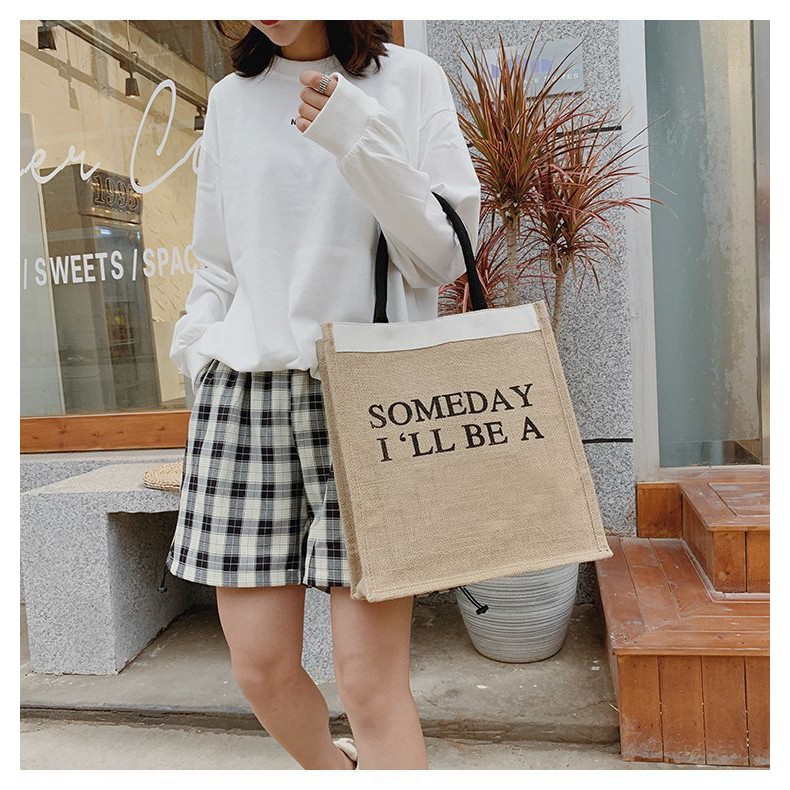 [NowShip] Sỉ Túi Cói Đi Du Lịch Someday Sang Chảnh- Hot Trend - Có Lót và Khóa Kéo Bên Trong