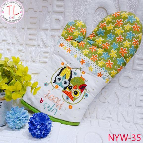Găng tay vải nhấc nồi cách nhiệt họa tiết xinh xắn