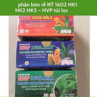 Phân bón tan chậm 1602-HK1-HK2-HK3 (hộp 20 túi), dạng túi lọc, cung cấp dinh dưỡng cho phong lan, hoa kiểng