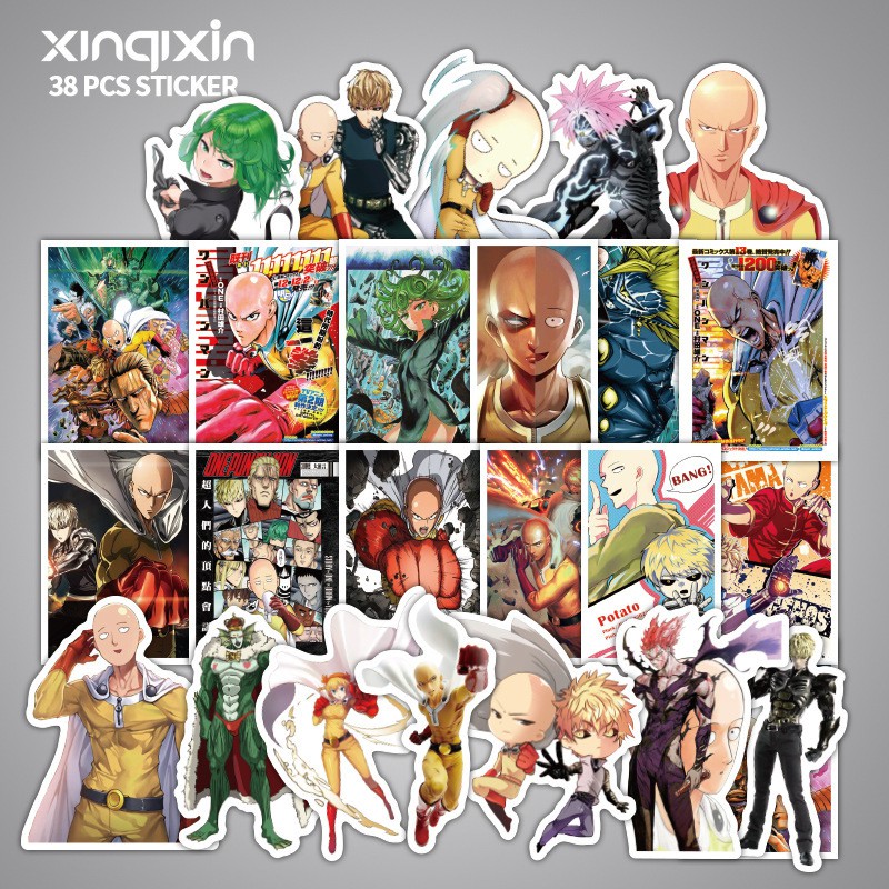 Miếng dán Sticker anime One Punch man (Thánh phồng tôm) trọn bộ 50 hình - In rõ ràng sắc nét khó tróc