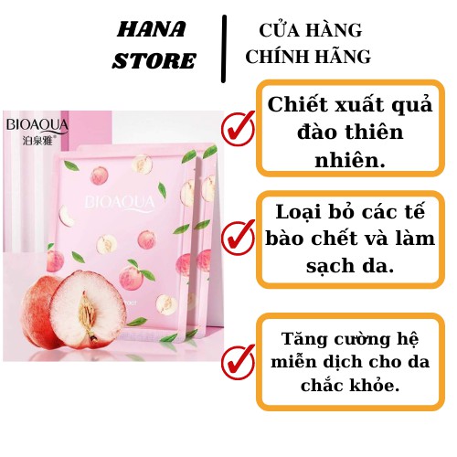 Mặt Nạ Trái Đào Chăm sóc da mặt Bioaqua Peach giúp dưỡng ẩm làm trắng Mỹ Phẩm Hana 25ml  Lẻ 1 Miếng