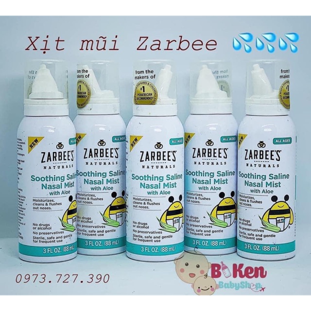 Xịt mũi dưỡng ẩm Zarbee Natural 88ml