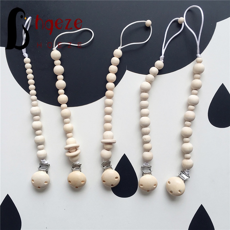 Dây đeo núm ti giả bằng gỗ chống rơi cho bé