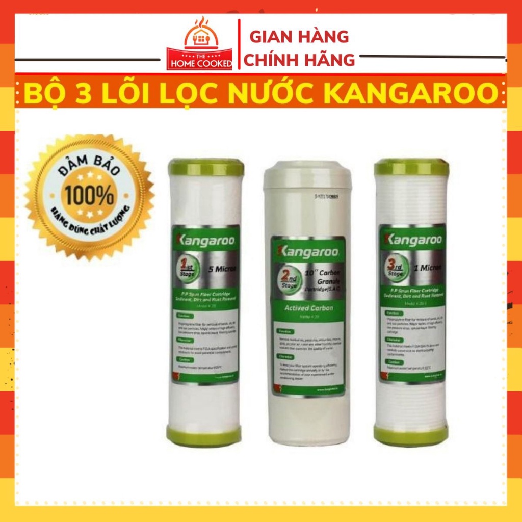 [Mã ELHA03 giảm 5% đơn 300K] Bộ 3 lõi lọc nước số 1,2,3 Kangaroo chính hãng