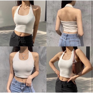 Áo hở lưng choàng dây dáng croptop