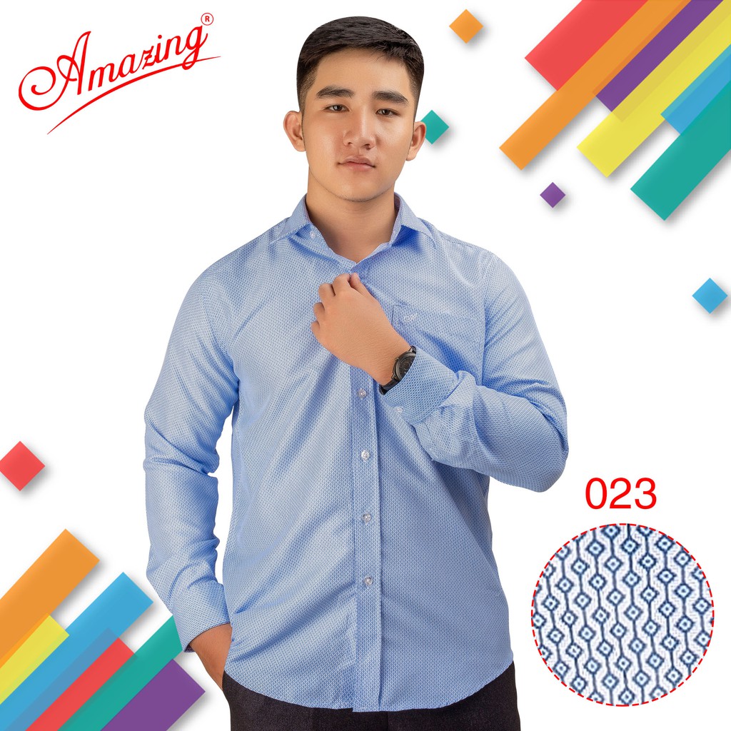 Áo sơ mi nam họa tiết trung niên Amazing,  hoa văn trang nhã, thời trang công sở tay dài, đuôi tôm, big size