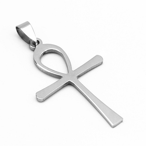 Vòng cổ dây da mặt thánh giá bằng inox cá tính