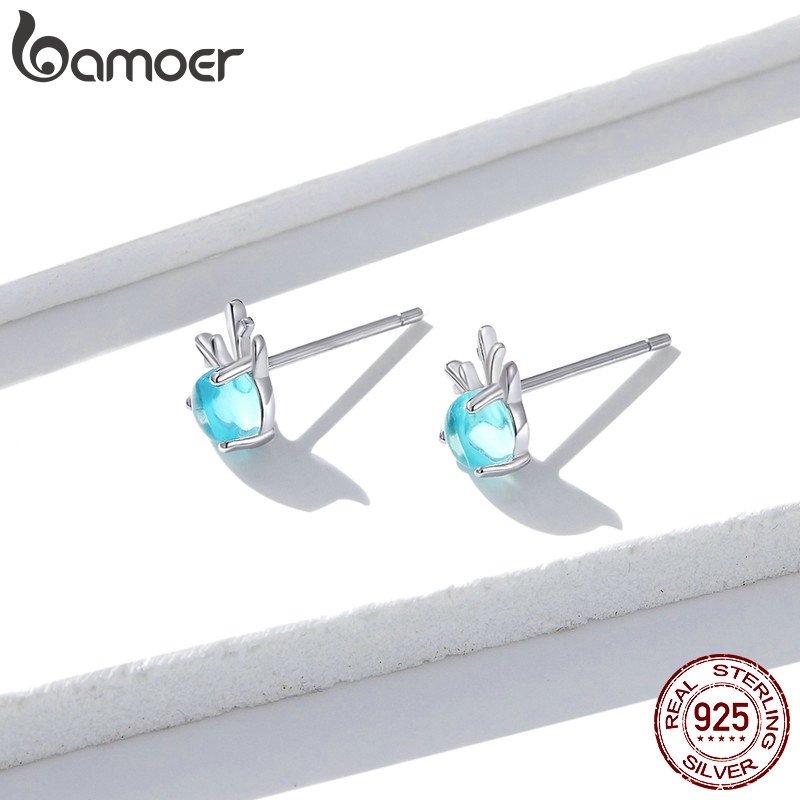 Đôi Bông Tai Bamoer Hình Nai Đính Đá Pha Lê Giả Thời Trang Cho Nữ