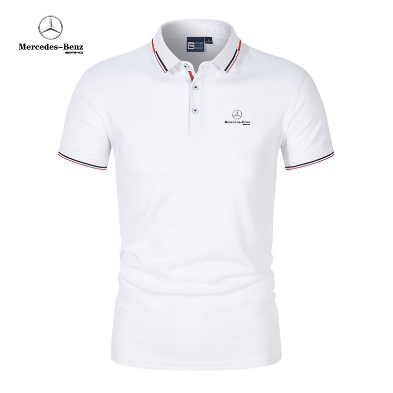 Áo thun polo tay ngắn in logo Mercedes-Benz thời trang tùy chọn màu sắc cho nam