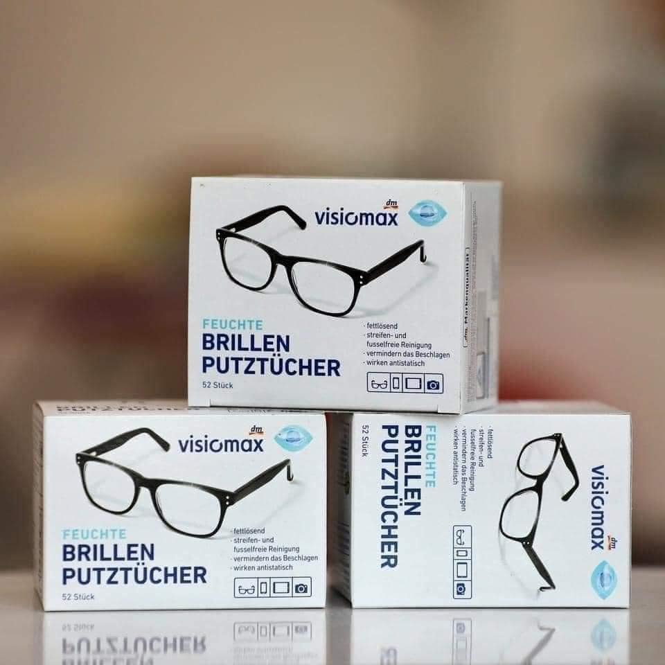 Giấy lau kính Visiomax Đức 52 tờ giúp làm sạch và bảo vệ kính