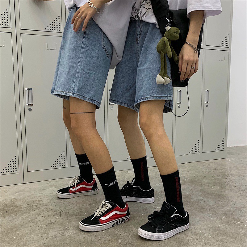 Quần short jean trơn unisex Yinxx, quần bò ulzzang nam nữ QSJ00