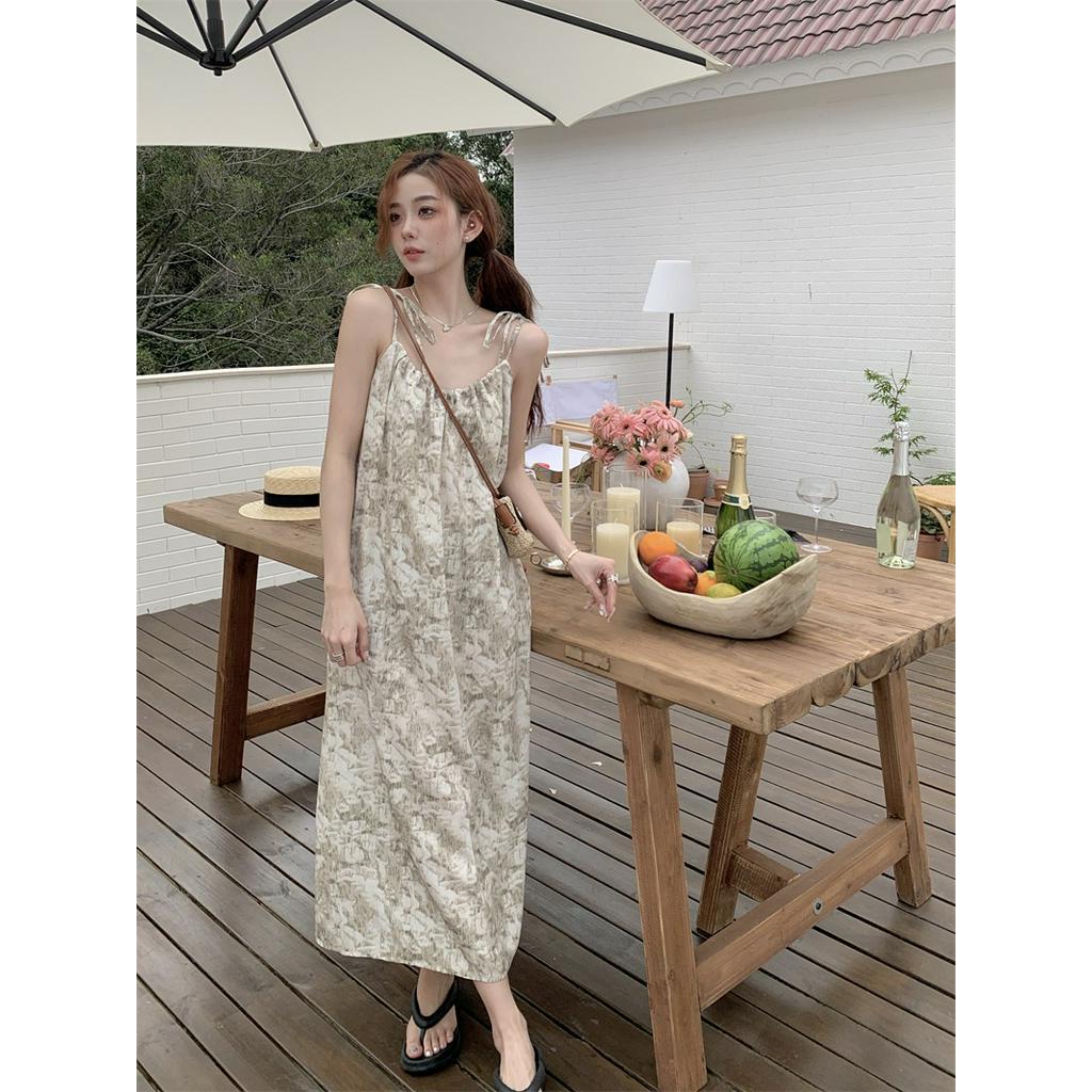 Đầm Hai Dây Họa Tiết Hoa Phong Cách vintage Thời Trang Xuân Hè