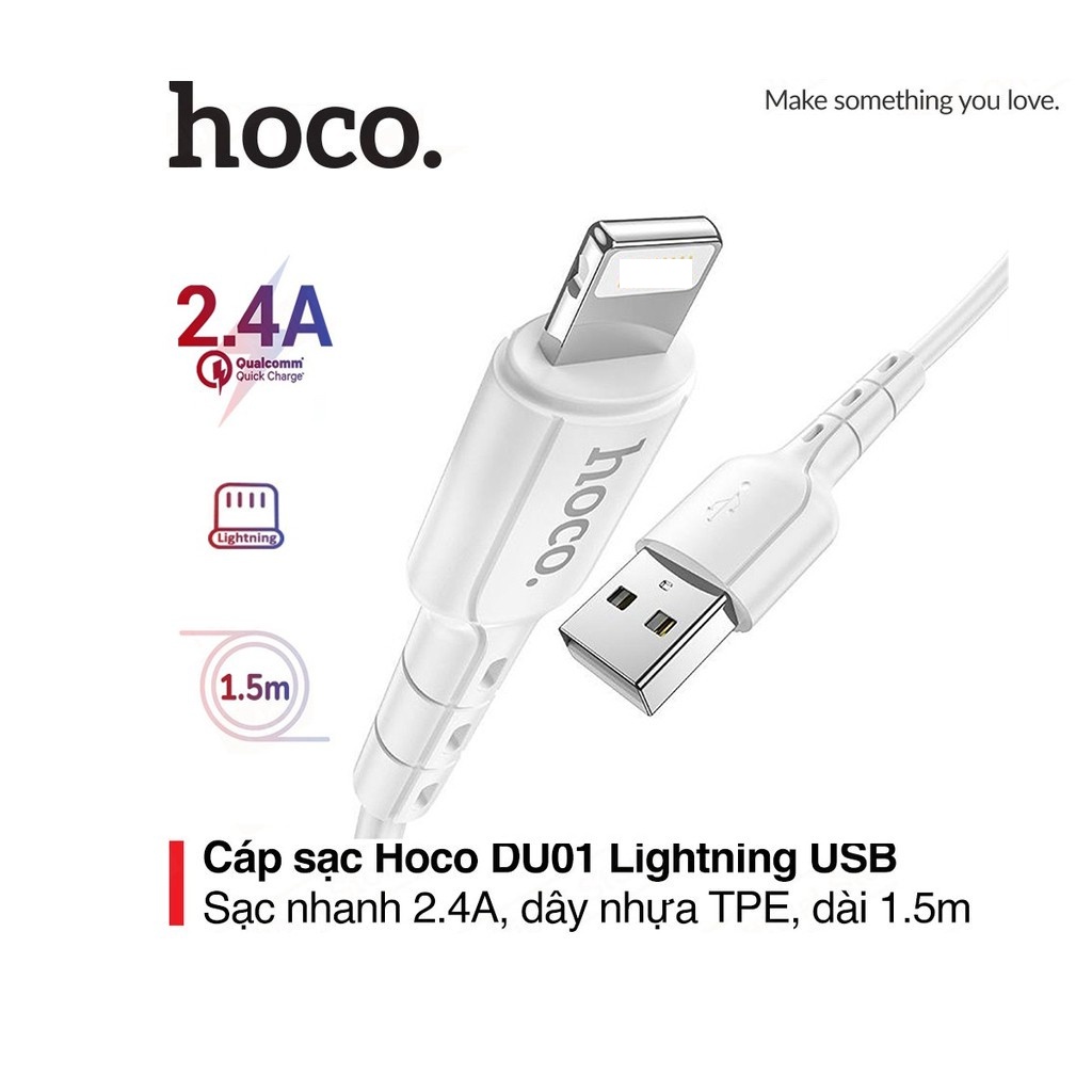 Dây Sạc Hoco DU01 Dây Dài 1m. Cáp Sạc Hoco DU01 Được Làm Từ Dây Nhựa Cứng Cáp, Chống Gãy Gập. Bảo Hành 12 Tháng