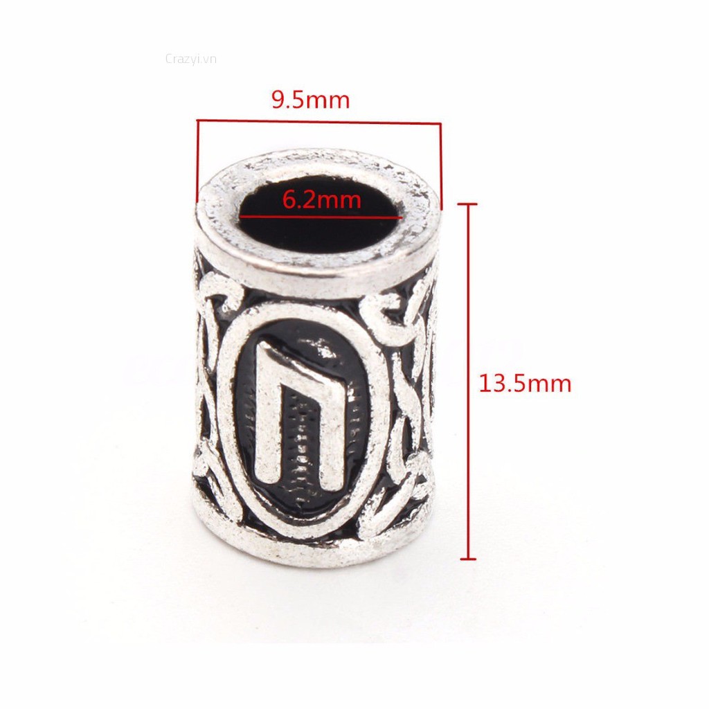 Crazyi Set 24 Hạt Phong Cách Viking Cổ Điển Dùng Làm Vòng Đeo Tay/ Dây Chuyền/ Dây Chuyền/ Tóc