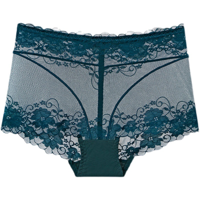 Trong Suốt Quần Lót Cotton Lưng Cao Phối Ren Quyến Rũ Cho Nữ