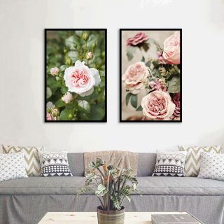Bộ 2 tranh canvas hoa hồng kèm khung