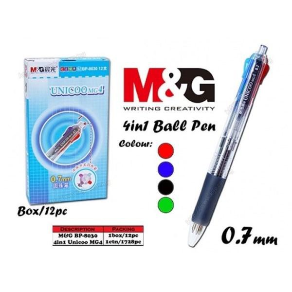 12 cái Bút bi nhiều màu sắc, mực tươi sáng, 4 ngòi 0.7mm thép không gỉ, 4 màu trong 1, vỏ nhựa cứng trong suốt