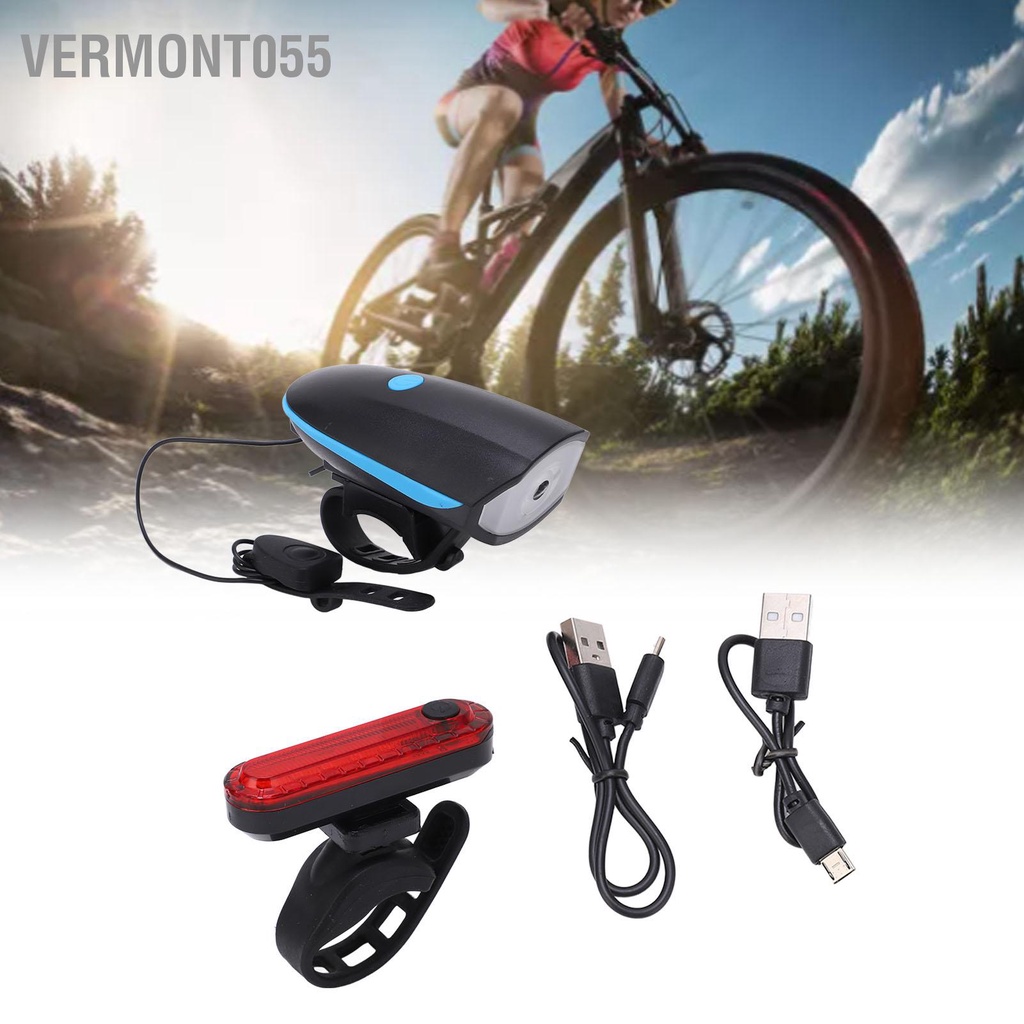 Vermont055 Bộ đèn xe đạp sạc USB IPX4 Chống nước đa chế độ Đèn pha hợp kim nhôm để đi câu cá