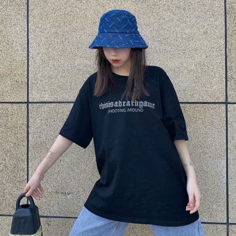Áo Thun Tay Lỡ In Hình Caro Màu Đen , Áo Phông Unisex Nam Nữ Freesize