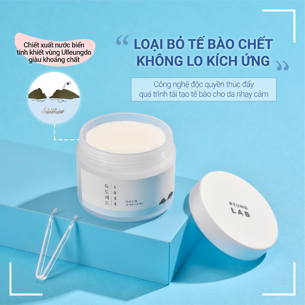 [Mã BMBAU50 giảm 7% đơn 99K] Miếng Pad tẩy da chết làm dịu chứa PHA Round Lab 1025 Dokdo Pad 120g