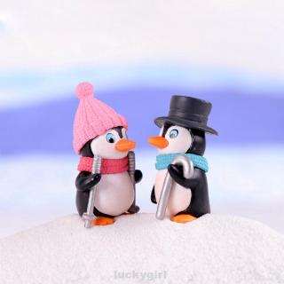 4 Pcs Ornament DIY Crafts Toy Winter Penguin Miniature Figurine Christmas Figures For Garden Moss Eco-friendly