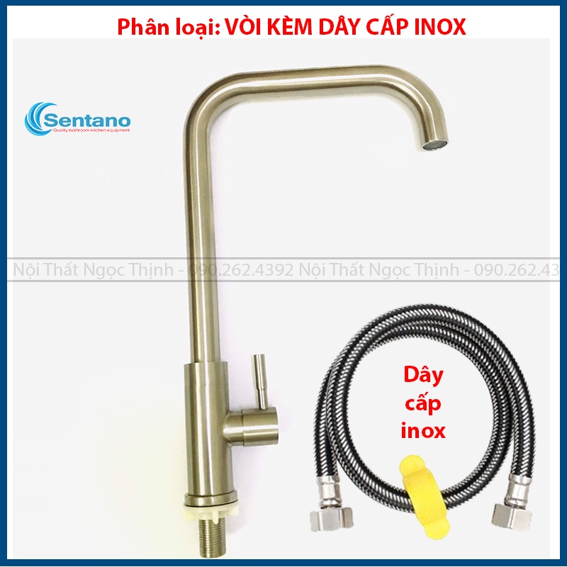 [LOẠI 1 DÒNG PLUS] Vòi rửa chén lạnh inox 304 cao cấp SENTANO STN-502 Plus ống fi24 vuông