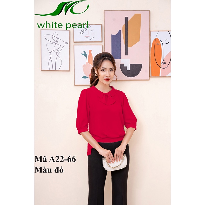 Áo sơ mi nữ công sở tay lỡ bo gấu cổ sam thời trang công sở nữ White Pearl