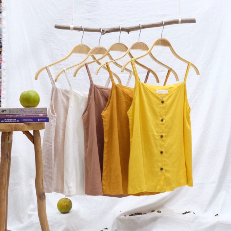 Áo 2 Dây màu trơn Linen One size Vintage Đơn giản Thời trang Nữ Áo dây Áo ba lỗ - by Góc của Lam | BigBuy360 - bigbuy360.vn