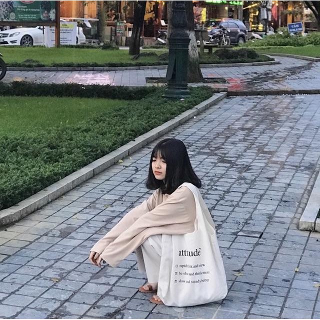 [Sale Sốc]Túi tote vải bố đựng đồ canvas đeo chéo Hazin phong cách Hàn Quốc,tote thời trang attitude loại đẹp HZ 22