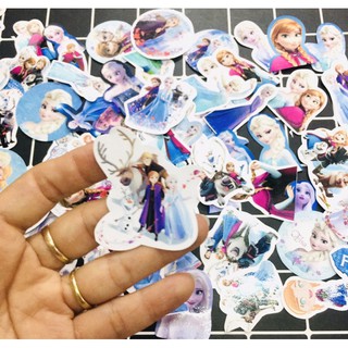 Sticker công chúa Elsa 30-60 cái ép lụa có đề can bóc dán