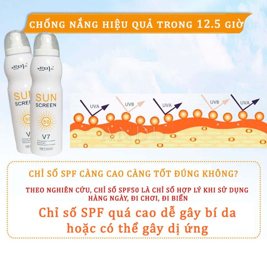 Xịt Chống Nắng Xịt Nâng Tone Che Khuyết Điểm Sunscreen V7 Magic Flower Hàn Quốc