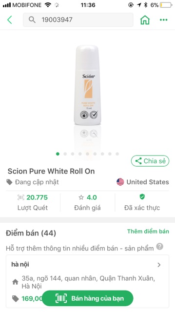 Lăn khủ mùi Scion Nuskin chính hãng hàng Mỹ