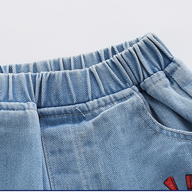 Quần short jean họa tiết khủng long thời trang mùa hè dành cho bé trai kích thước 90-130cm