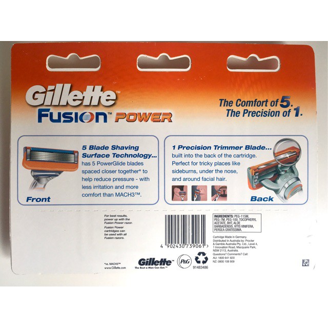 Lưỡi dao cạo râu Gillette 5 lưỡi Fusion Proglide/Power/ProShield - hộp 4 và hộp 8