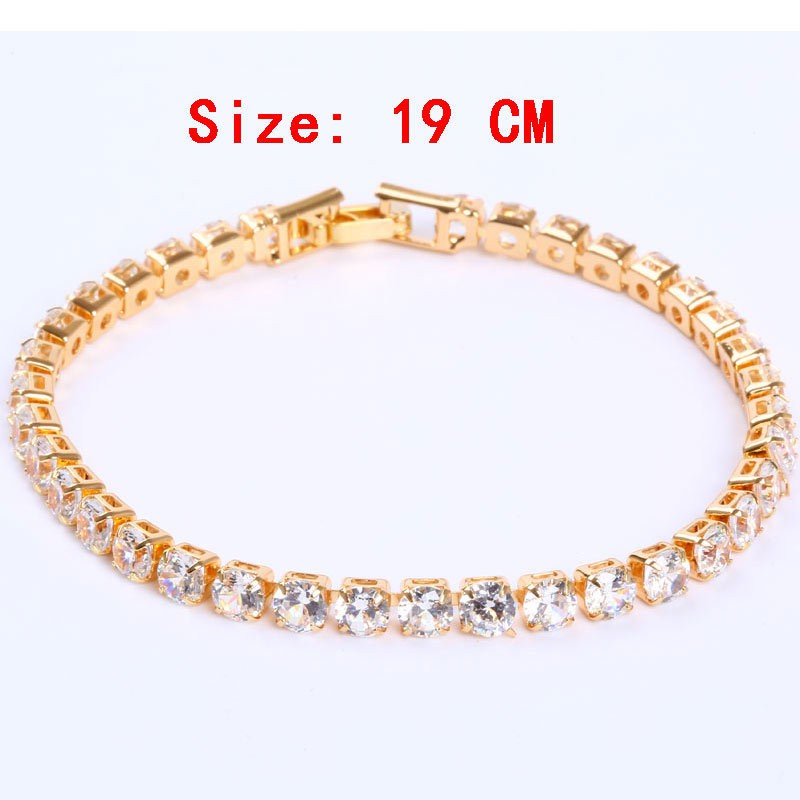 Vòng đeo tay mạ bạc đính hạt đá zircon nhân tạo 4mm thời trang dành cho nam và nữ