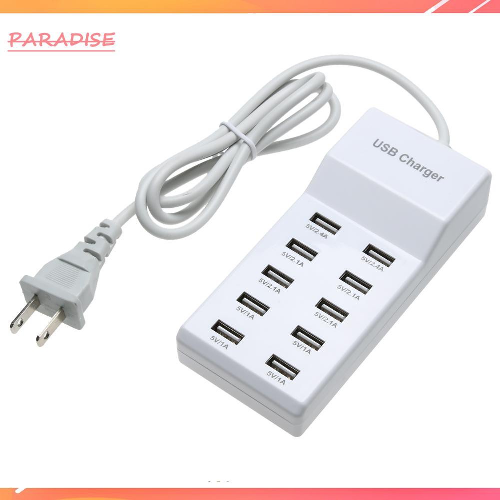 Paradise1 10 Port USB Home Travel Wall AC Charger Fast Charge Power Strip Adapter